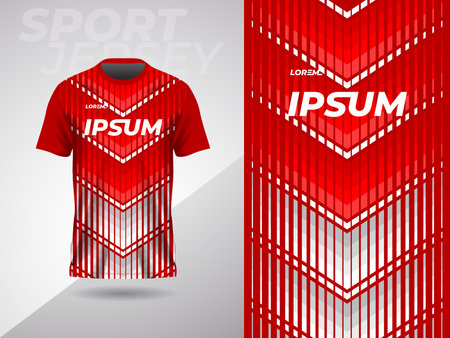 red abstract sports jersey football soccer racing gaming motocross cycling running. Soccer jersey sport design template, Soccer shirt mockup, Football t-shirt mockupのイラスト素材