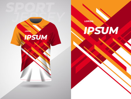 red abstract sports jersey football soccer racing gaming motocross cycling running. Soccer jersey sport design template for football club. Vector illustration.のイラスト素材