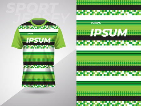 green abstract sports jersey football soccer racing gaming motocross cycling running. Soccer jersey template for football kit or sports uniform. Vector illustrationのイラスト素材