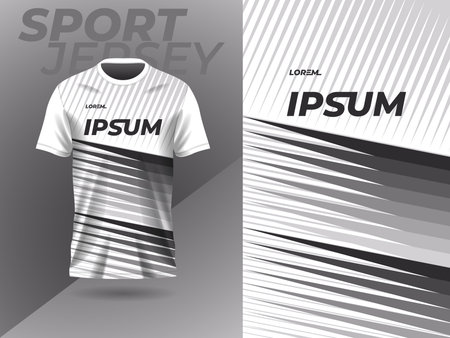 black white abstract sports jersey football soccer racing gaming motocross cycling running. Soccer jersey template for football kit or sports uniform. Vector illustrationのイラスト素材