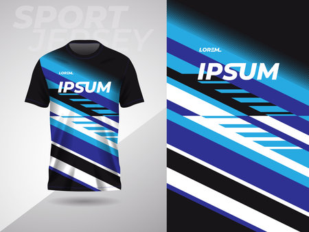 blue black abstract sports jersey football soccer racing gaming motocross cycling running. Soccer jersey template for sportswear. T-shirt mockupのイラスト素材