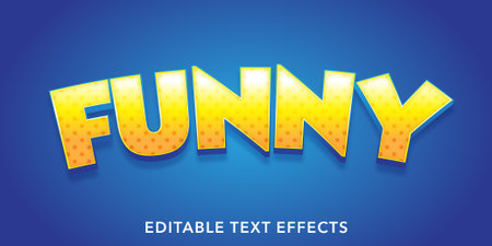 Funky Text in Yellow and Blue Colors. Editable Text Style Effectのイラスト素材