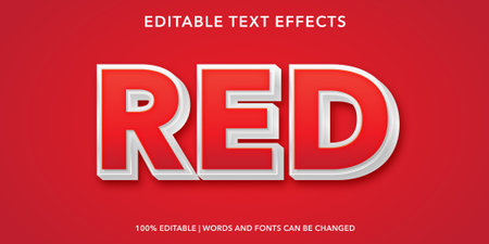 Editable text effect - Red 3d Text Style Effect. Editable Text Style Effectのイラスト素材