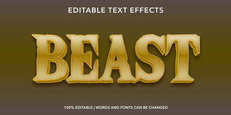 Bastast Text in Gold Color 3d Style. Editable Text Style Effect
