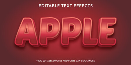 Apple Text in Red and Pink Style. Editable Text Style Effect