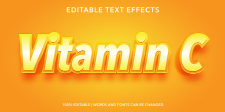 Vitamin C text, 3d style editable text effect.のイラスト素材