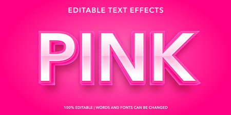 Pink and White 3d Text Style Effect. Editable Text Style Effectのイラスト素材