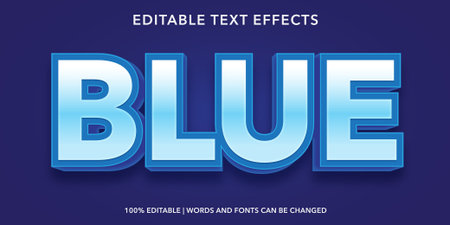 Bule Text in Blue and White Color 3d Effect. Editable Text Style Effectのイラスト素材