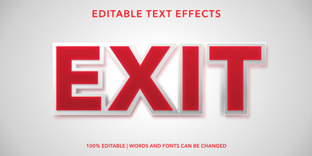 Exit Text Effect, Editable Text Style Effect - Red and Whiteのイラスト素材