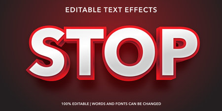 Stop text effect, Editable Text Style Effect, Vector Illustrationのイラスト素材