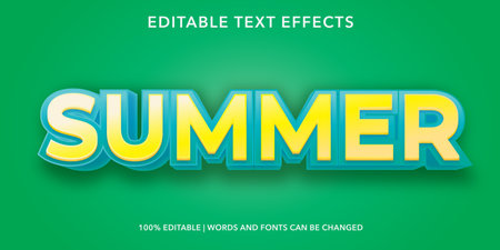 Summer Text in Green and Yellow Color. Editable Text Style Effectのイラスト素材