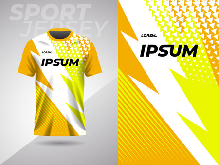 abstract sports yellow jersey football soccer racing gaming motocross cycling running. Soccer jersey template for football kit or sports uniform. Yellow print on t-shirt.のイラスト素材