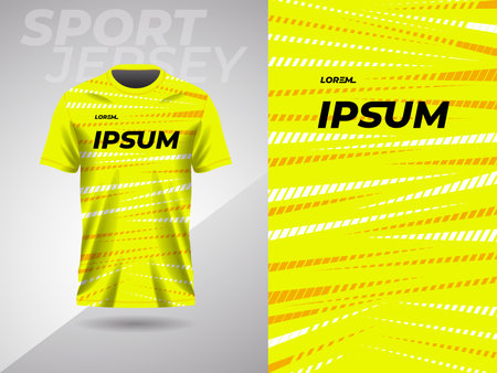 abstract sports yellow jersey football soccer racing gaming motocross cycling running. Soccer jersey template design for football kit. Yellow and black colors.のイラスト素材