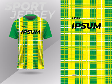 yellow and green sports jersey football soccer racing gaming motocross cycling running. Soccer jersey template for football kit. Green and yellow pattern for football kit.のイラスト素材