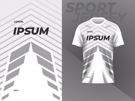 Sport shirt jersey template for soccer kit or football kit. white and grey shirt sport jersey mockup template design for soccer, football, racing, gaming, runningのイラスト素材