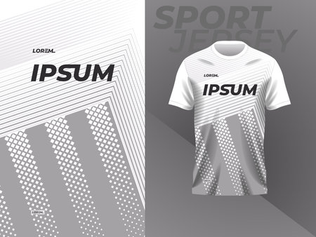 T-shirt mockup template for soccer jersey, football kit or sports uniform. white and grey shirt sport jersey mockup template design for soccer, football, racing, gaming, runningのイラスト素材