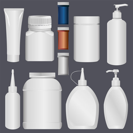 Plastic Bottle and Lotion Plastic Tubeのイラスト素材