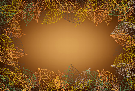 leaves frame  brown backgroundのイラスト素材