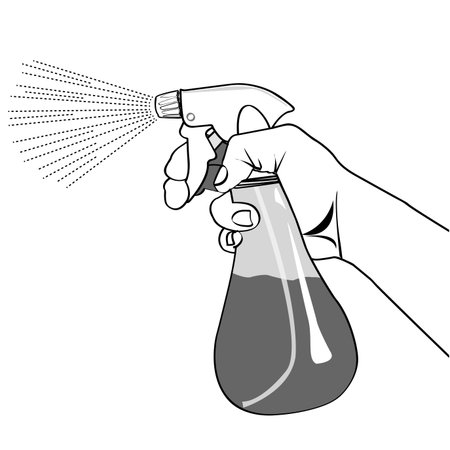 hand holding Spray bottle  outline vectorのイラスト素材