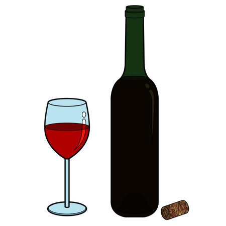 wine glass and bottle vectorのイラスト素材