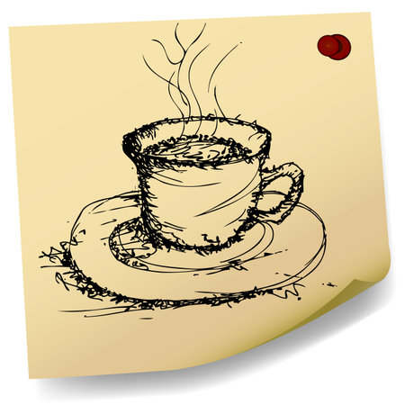 sketch of coffee on sticky  paper vectorのイラスト素材