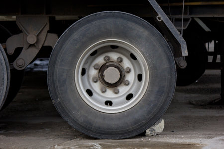 wheel and tire of  truck and trailersの写真素材
