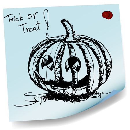 halloween pumpkin sketch on sticky  paper vectorのイラスト素材