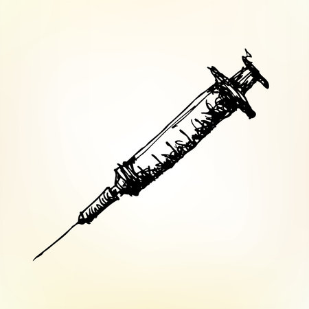 syringe sketch vectorのイラスト素材