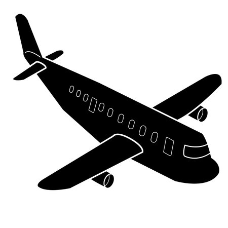 Airplane cartoon Silhouette vectorのイラスト素材