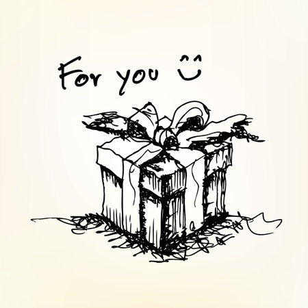 sketch drawing of gift  vectorのイラスト素材