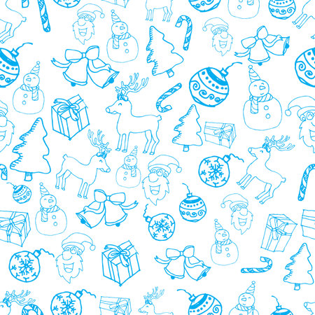 blue seamless christmas pattern vectorのイラスト素材