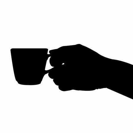hand holding coffee cup silhouette vectorのイラスト素材
