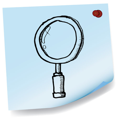 drawing of magnifying glass on sticky paper vectorのイラスト素材