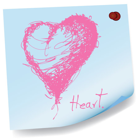 drawing of heart on sticky paper vectorのイラスト素材