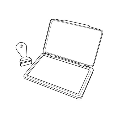 ink pad with rubber stamp outline のイラスト素材