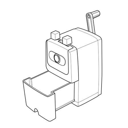 Pencil sharpener with wood waste outline のイラスト素材
