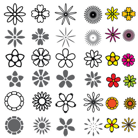 Flower Icons Set vectorのイラスト素材