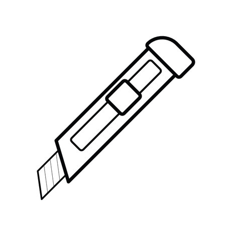 cutter knife outline vectorのイラスト素材