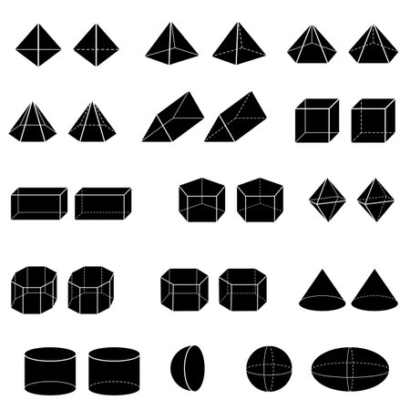 silhouette of 3d geometric for kid vectorのイラスト素材