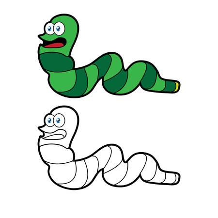 larva worm cartoon  coloring page for toddleのイラスト素材