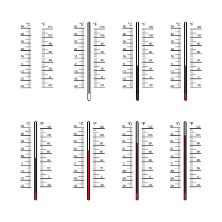 blank of thermometers and different levels isolated on white backgroundのイラスト素材