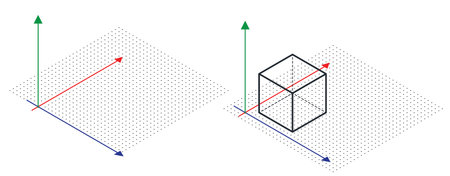 Isometric drawing a thirty degreesangle is applied to its sides. The cube opposite. 3d coordinate axis vector . Grid Paper Isometric dots vectorのイラスト素材