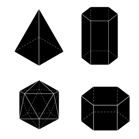 set of Basic 3d geometric shapes. Geometric solids vector  illustration  isolated on a white background.のイラスト素材