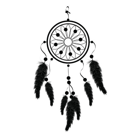 Indian  black dream catcher vectorÂ dreamcatcher tattoo  on white background illustrationのイラスト素材