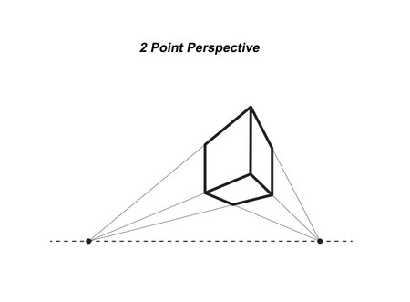 perspective drawing isolated on white background vector illustrationのイラスト素材