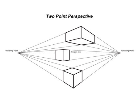 perspective drawing isolated on white background vector illustrationのイラスト素材