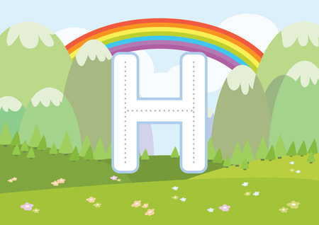 Kindergarten Tracing Letters Worksheets  on cartoon background vectorのイラスト素材