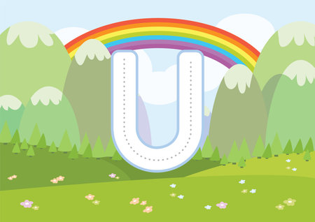 Kindergarten Tracing Letters Worksheets  on cartoon background vectorのイラスト素材