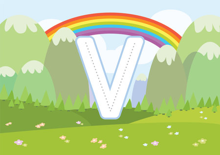 Kindergarten Tracing Letters Worksheets  on cartoon background vectorのイラスト素材