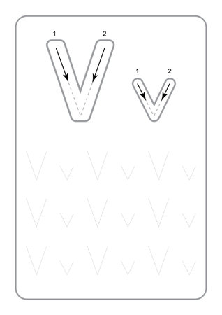 Kindergarten Tracing Letters Worksheets  monochrome Tracing Letters Worksheets  on white background vector illustrationのイラスト素材
